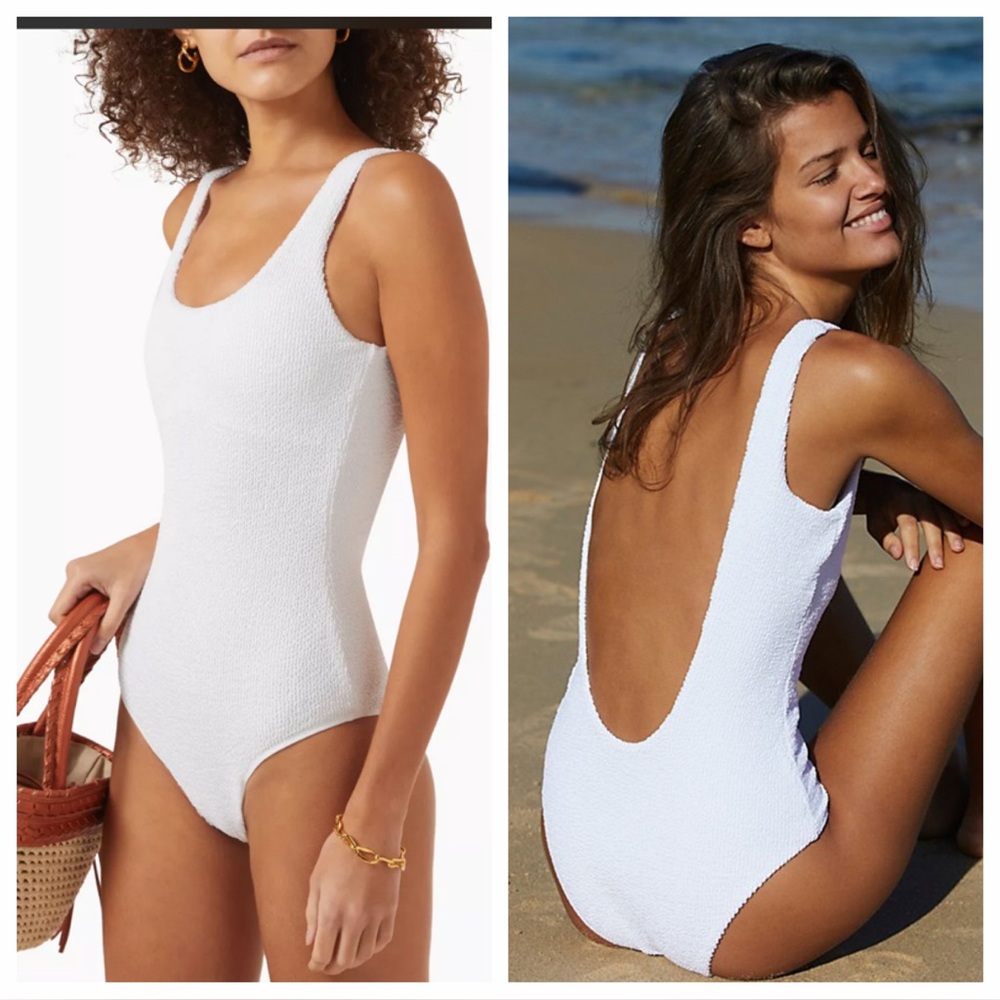 Classic Scoop Back White One-Piece Swimsuit